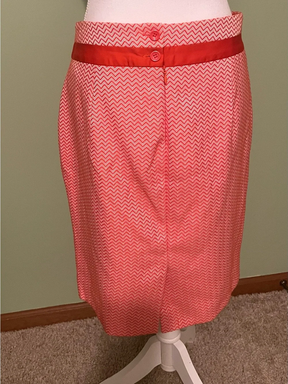 Chevron Pattern, Orange Pencil Skirt - Limited - Size 10